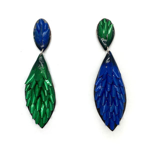 Blue and Green Two Tone Aluminum Drop Earrings-Earrings-Eunseok Han-Pistachios