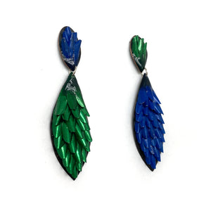 Blue and Green Two Tone Aluminum Drop Earrings-Earrings-Eunseok Han-Pistachios