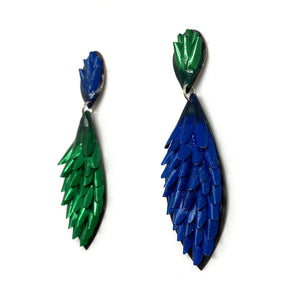 Blue and Green Two Tone Aluminum Drop Earrings-Earrings-Eunseok Han-Pistachios