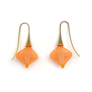 Bright Orange and Gold Nylon Bulb Earrings-Earrings-Dorine Decayeux-Pistachios