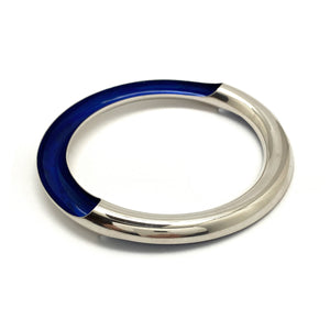 Bright Silver and Blue Bangle-Bracelets-Yoko Takirai-Pistachios