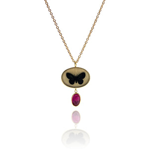 Butterfly Droplet Necklace-Necklaces-Anna Bankuti-Pistachios