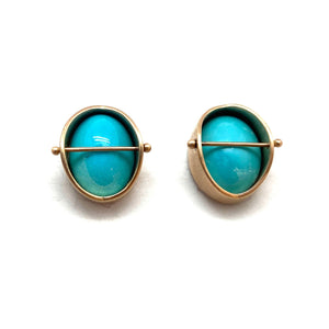 Captured Turquoise Studs-Earrings-Hilary Finck-Pistachios