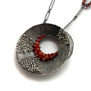 Carnelian and Silver Concave Necklace-Necklaces-So Young Park-Pistachios