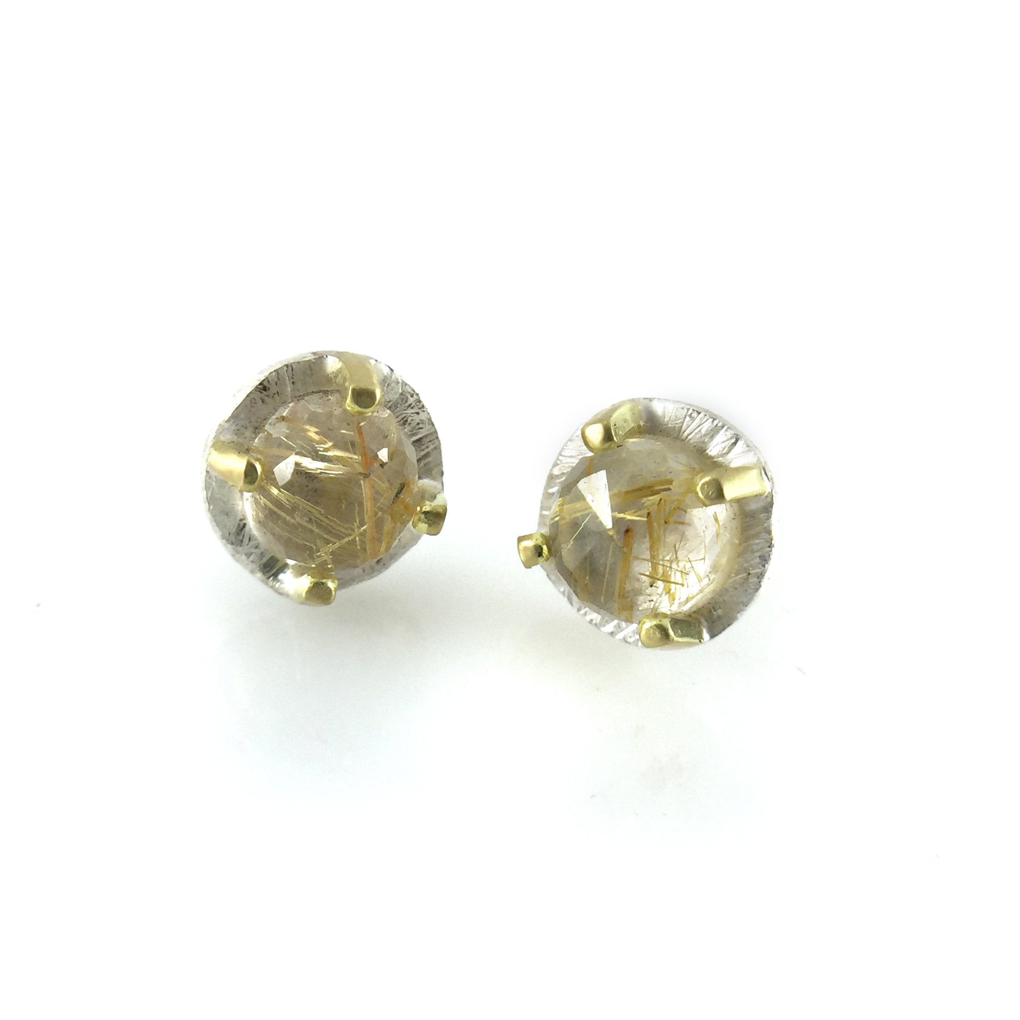 Carved Studs - Rutilated Quartz Earrings Heather Guidero Pistachios