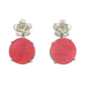 Cherry Blossoms with Pink Disc Drops-Earrings-Huiyu Chiu-Pistachios