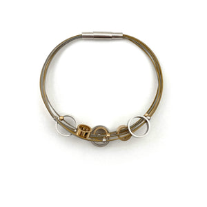 Circular Gold and Silver Steel Cable Bracelet-Bracelets-Bernd Schmid-Pistachios