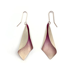 Curved Silver and Pink Earrings-Earrings-Marcin Tyminski-Pistachios