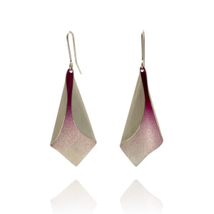 Curved Silver and Pink Earrings-Earrings-Marcin Tyminski-Pistachios