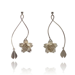 Dangling Cherry Blossom Earrings-Earrings-Huiyu Chiu-Pistachios