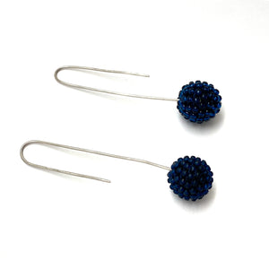 Dark Blue Bead Earrings-Earrings-Monica Nesseler-Pistachios