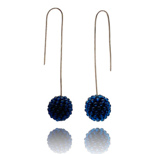 Dark Blue Bead Earrings-Earrings-Monica Nesseler-Pistachios