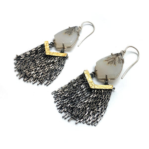 Dendritic Agate Fringe Earrings-Earrings-Heather Guidero-Pistachios