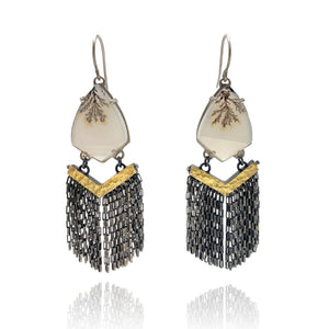 Dendritic Agate Fringe Earrings-Earrings-Heather Guidero-Pistachios