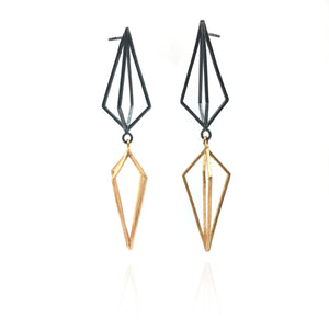 Double Triangle Link Earrings - Gold/Oxi-Earrings-Veronika Majewska-Pistachios