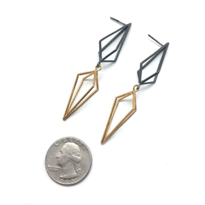 Double Triangle Link Earrings - Gold/Oxi-Earrings-Veronika Majewska-Pistachios