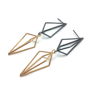 Double Triangle Link Earrings - Gold/Oxi-Earrings-Veronika Majewska-Pistachios