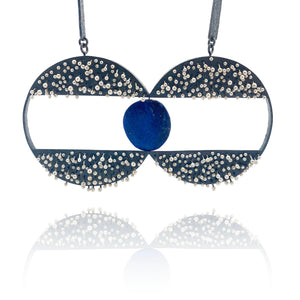 Dual Circle Lapis Necklace-Necklaces-So Young Park-Pistachios