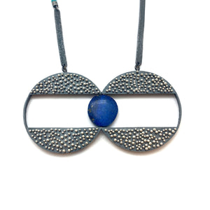 Dual Circle Lapis Necklace-Necklaces-So Young Park-Pistachios