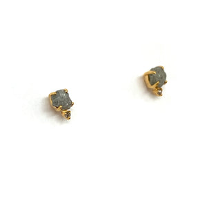 Dual Diamond and Gold Stud Earrings-Earrings-Amit Mangal-Pistachios