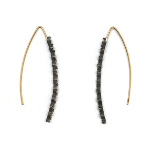 Elongated Curved Diamond Earrings-Earrings-Manuk Durmazguler-Pistachios