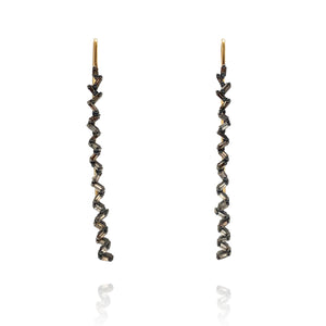 Elongated Curved Diamond Earrings-Earrings-Manuk Durmazguler-Pistachios