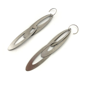 Elongated Oval Stainless Steel Statement Earrings-Earrings-Arek Wolski-Pistachios