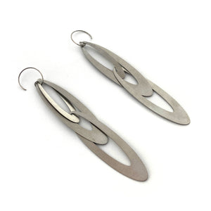 Elongated Oval Stainless Steel Statement Earrings-Earrings-Arek Wolski-Pistachios