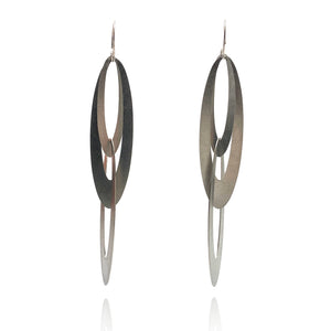 Elongated Oval Stainless Steel Statement Earrings-Earrings-Arek Wolski-Pistachios