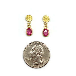 Faceted Ruby Drop Stud Earrings-Earrings-Petra Class-Pistachios