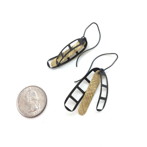 Film Strip Earrings - Gold and Black-Earrings-Mariusz Fatyga-Pistachios