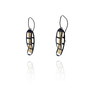 Film Strip Earrings - Gold and Black-Earrings-Mariusz Fatyga-Pistachios