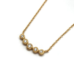 Five Diamond Gold Necklace-Necklaces-Yasuko Azuma-Pistachios