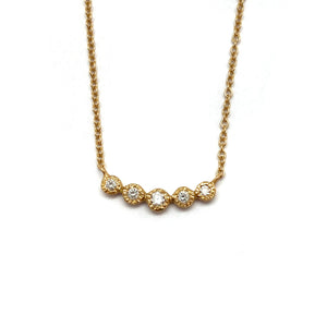 Five Diamond Gold Necklace-Necklaces-Yasuko Azuma-Pistachios