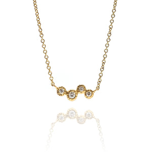 Four Diamond Gold Necklace-Necklaces-Yasuko Azuma-Pistachios