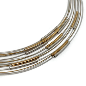 Frosted Silver and Gold Bar Necklace-Necklaces-Bernd Schmid-Pistachios