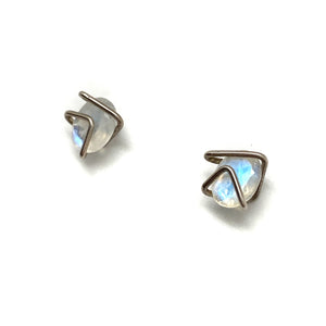 Geo Studs - Rainbow Moonstone-Earrings-Aimee Petkus-Pistachios