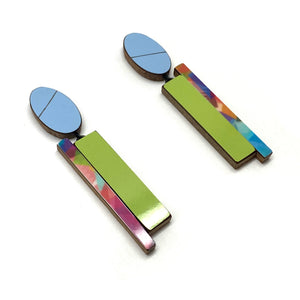 Geometric Earrings - Blue, Green, Multicolor-Earrings-Karen Vanmol-Pistachios