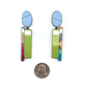 Geometric Earrings - Blue, Green, Multicolor-Earrings-Karen Vanmol-Pistachios