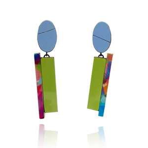 Geometric Earrings - Blue, Green, Multicolor-Earrings-Karen Vanmol-Pistachios