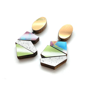 Geometric Earrings - Gold, Multicolor and Marbled-Earrings-Karen Vanmol-Pistachios