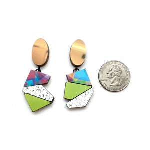 Geometric Earrings - Gold, Multicolor and Marbled-Earrings-Karen Vanmol-Pistachios