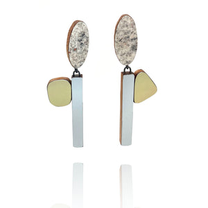 Geometric Earrings - Metallic Gold, Silver and Marbled-Earrings-Karen Vanmol-Pistachios