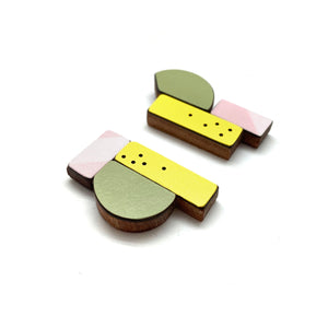 Geometric Earrings - Pink, Yellow and Green-Earrings-Karen Vanmol-Pistachios