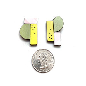 Geometric Earrings - Pink, Yellow and Green-Earrings-Karen Vanmol-Pistachios