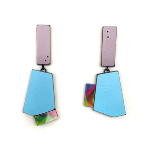 Geometric Earrings - Purple, Blue, Multicolor-Earrings-Karen Vanmol-Pistachios