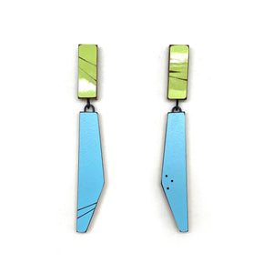 Geometric Earrings - Shimmering Green and Blue-Earrings-Karen Vanmol-Pistachios