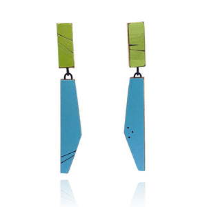 Geometric Earrings - Shimmering Green and Blue-Earrings-Karen Vanmol-Pistachios