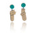 Geometric Earrings - Teal and Textured Gold-Earrings-Karen Vanmol-Pistachios