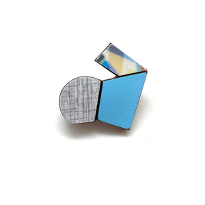 Geometric Pin - Blue and Multicolor Pattern-Pins-Karen Vanmol-Pistachios